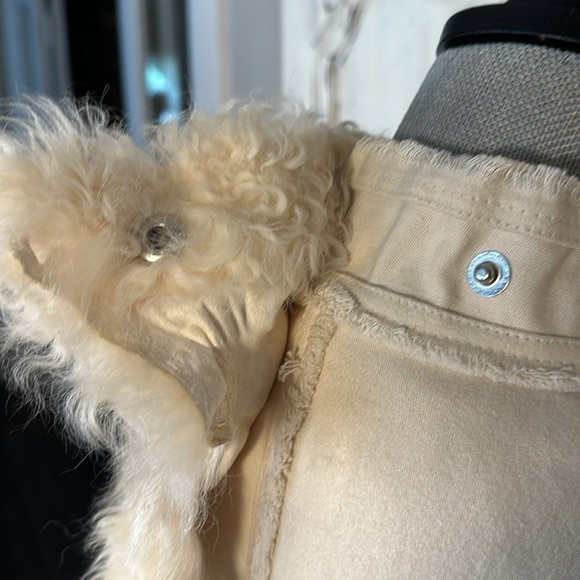 Donna Sui Milano Italy Raw Details Asymmetrical Authentic Fur Collar Jacket S/8 - Picture 9 of 15